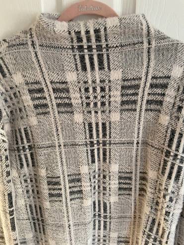 Plaid Mock Neck Sweater Gray Size L