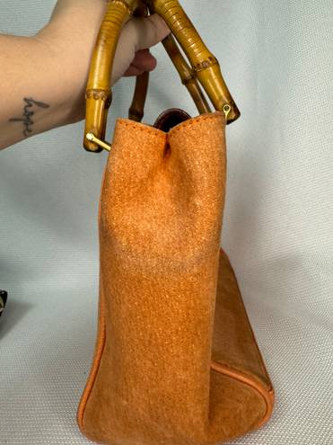 Gucci Vintage  Orange Suede Bamboo Hand Bag Comes with/Certificate of Authenticity