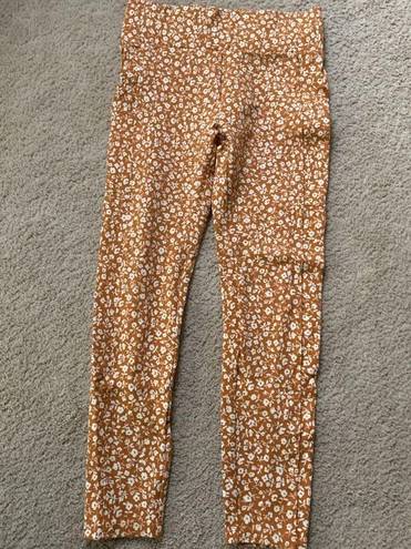 Lou & grey  Leggings Floral Side Pocket High Rise Rust Orange Soft Size S