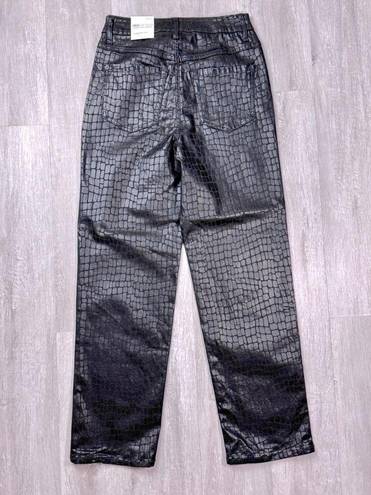 INC  Black Crocodile Coated Jeans 10