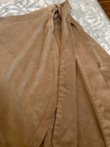 Full Tilt Faux Khaki Suede Wrap Skirt