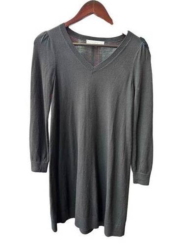 The Loft  Black Acrylic Nylon V-neck Long-Sleeve Sweater Dress Size XSP Knee-length