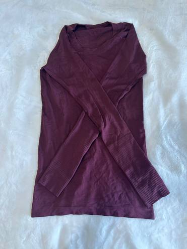 Lululemon Swiftly Tech Long Sleeve 4 Burgundy/Maroon