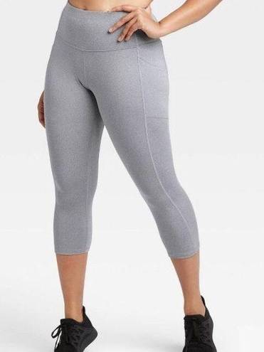 All In Motion New  High Waisted Capri Leggings Sculpted Crop Heather Grey