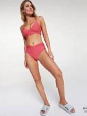 Only CALIA Women's High Waisted Shirred V Front Swim Bottoms  guava pink