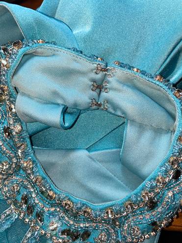 Splash Aqua Beaded Homecoming Dress