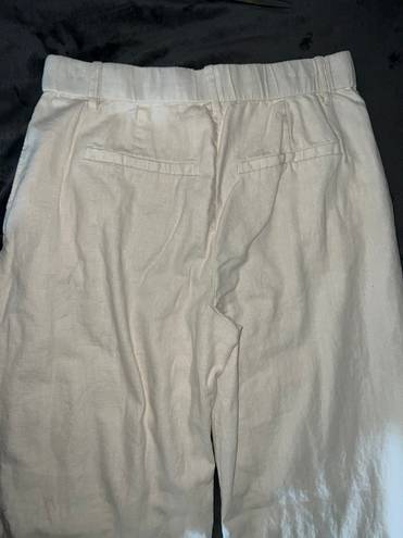 Abercrombie & Fitch Abercrombie Linen-Blend Tailored Wide Leg Pant in Light Beige