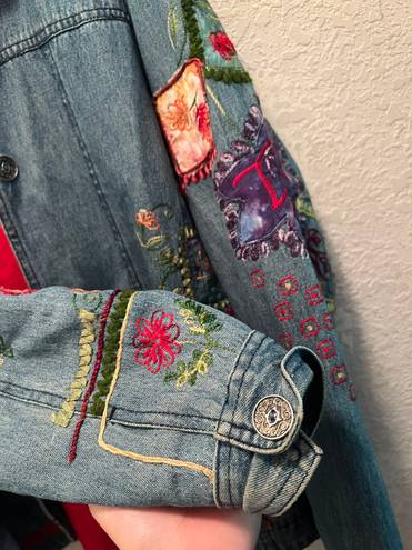 Coldwater Creek Vintage  Embroidered Denim Jean Floral Jacket