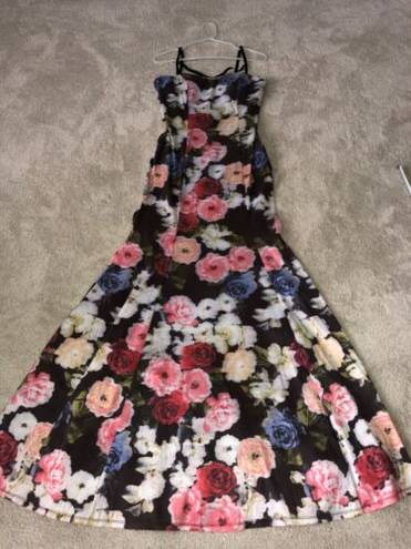 City Triangles Floral Taffeta Mermaid Prom Gown Dress with Strappy Bodice Size 11