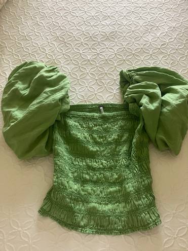 Revolve Green Puff Sleeve Top