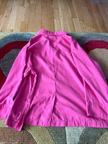 Chico's Chico’s Design Barbie Pink Faux Suede Button Down Shirt Lightweight Shacket 3