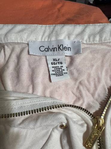 Calvin Klein White Zip Front Blouse