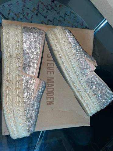 Steve Madden Rhinestone Crystal Platform Espadrilles