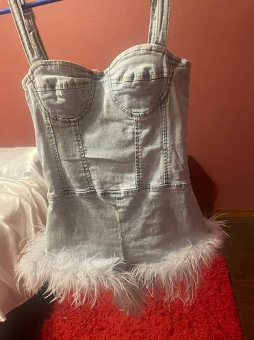 Edikted Fluffy Denim Romper