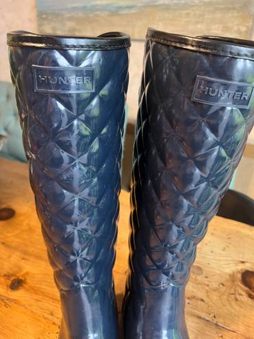 Hunter Refined Gloss Quilted Tall Rain Boots