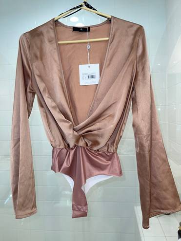 Missguided NWT  Petite Drape Plunge Bodysuit - Nude