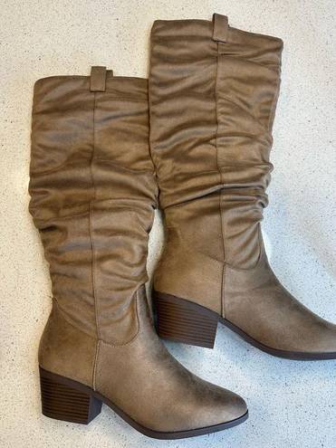 Qupid  The Roderick Wide Calf Boot Tall Taupe