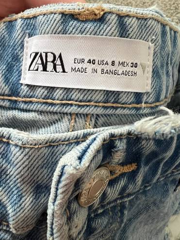 ZARA Ripped Straight Denim Shorts