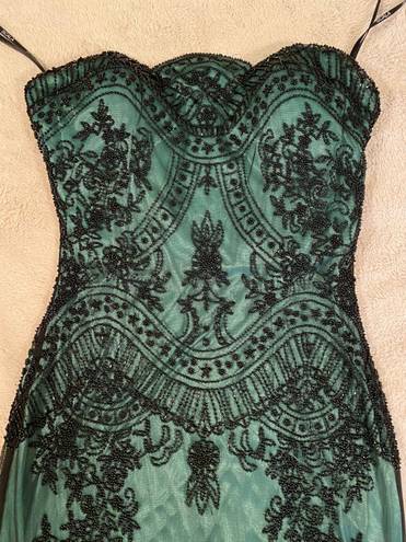 Scala Green And Black Beaded Dress