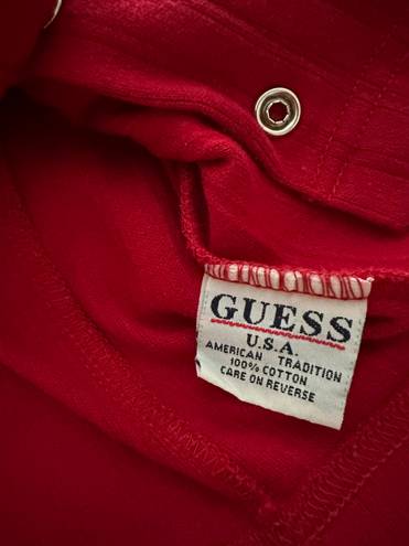 Guess Red Cropped Top Long Sleeve Button Up Shirt Women 😘