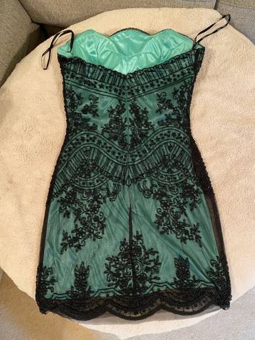 Scala Green And Black Beaded Dress