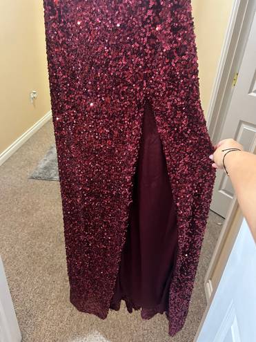 Windsor Burgundy One-Shoulder Sequin Dress