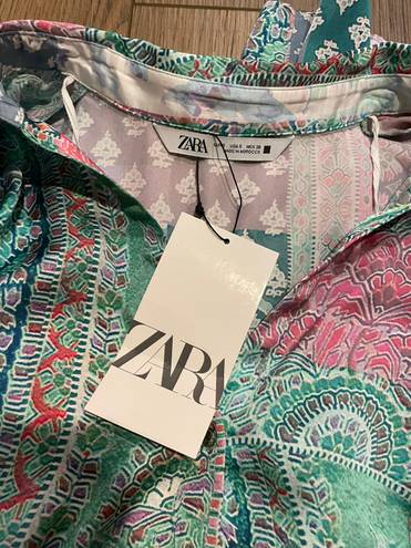 ZARA Floral Silk Top