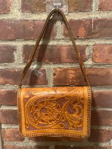 Vintage Tooled Leather purse Tan