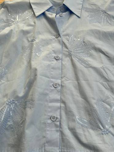 ZARA NWOT Sequined Button Down Shirt 