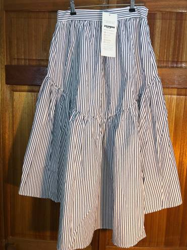 Zeagoo NWT  High Low Navy Blue And White Stripe Skirt - M