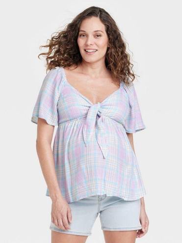 Isabel Maternity Plaid Top