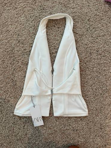 ZARA White Open Back Halter Top