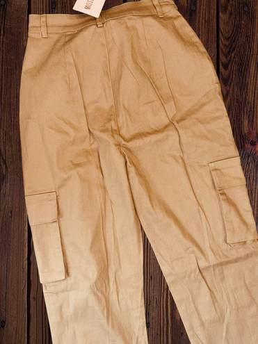 Missguided Women’s Size 2 Plain Cargo Trousers In Sand • Pockets & High Rise NWT