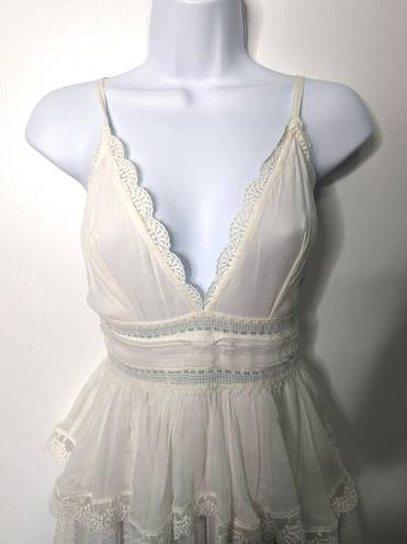 Rococo  Sand Mia Maxi Dress Lace Trim White Handkerchief Hem XS NWT