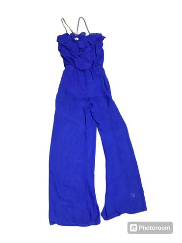 L8ter Cobalt blue Romper pants jumpsuit golden chain strap women size M