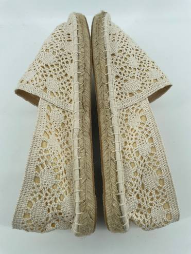 West Loop Women’s Creme Fabric Crochet Slip On Espadrille Flats Large 9/10