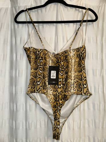 FashioNova Yellow Snake Print Bodysuit