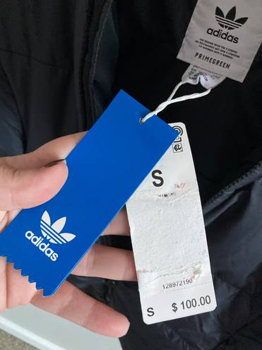 Adidas Originals three stripe slim fit padded jacket in black size small