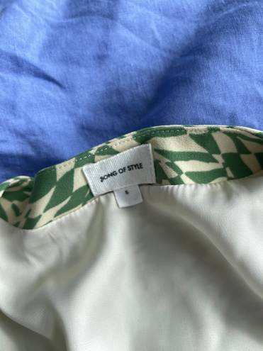 Revolve Green And White Cropped Button Up