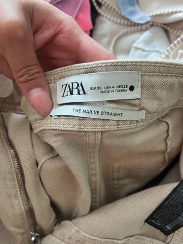 ZARA Tan Marine Straight Jeans