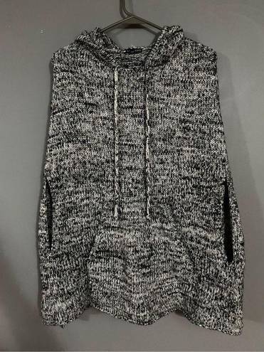 EXPRESS  Hooded Poncho Mohair Wool Blend Black/White Size S