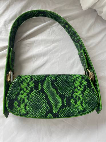 The Row Manc Embossed Leather Green Croc Shoulder Bag