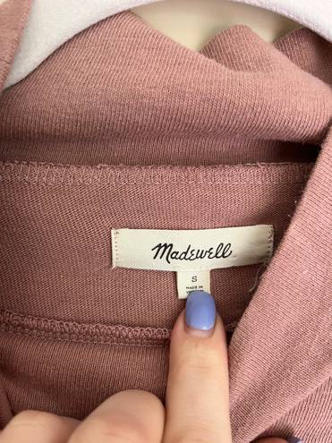 Madewell Button Sleeve Turtleneck Sweatshirt Mauve