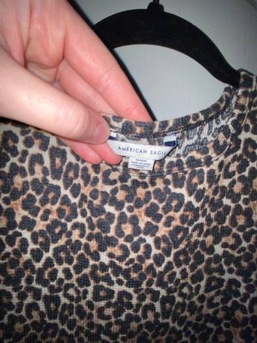 American Eagle Cheetah Lettuce Hem Mini Dress