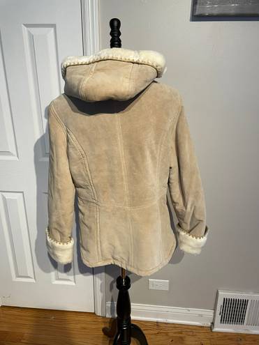 Croft & Barrow NWOT  Suede Faux Fur Hoodie Zip up teddy Leather bomber puffy puffer varsity utility boho