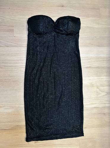 Poof ! black sparkly textured mini dress