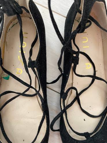 Unisa lace up ballet flats in black suede