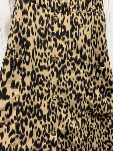 Sienna Sky Leopard/Cheetah Print V-Neck Midi Dress With Pockets And Frill Sleeves 