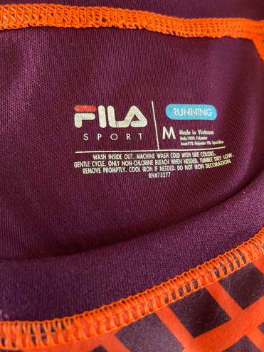 FILA sport Performance Running orange & Deep Maroon short sleeve Top size med