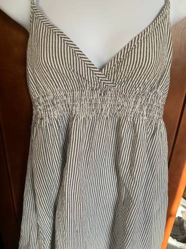 Divided White And Gray Striped  Dress